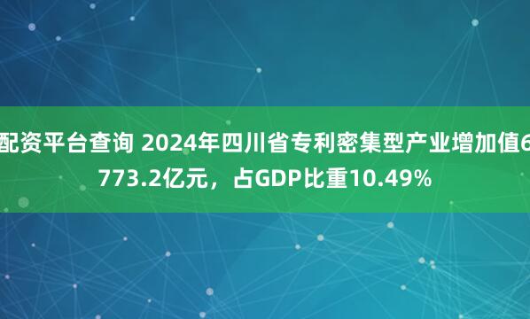 配资平台查询 2024年四川省专利密集型产业增加值6773.2亿元，占GDP比重10.49%